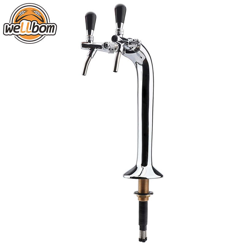 Chrome Plated Brass Double Faucet Snake Font, Cobra Double Tap Flooded Font, for European Flow Control Type Tap
